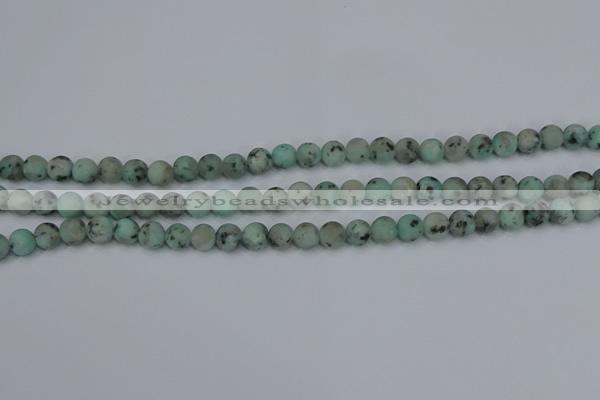 CLJ410 15.5 inches 4mm round matte sesame jasper beads wholesale