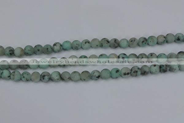 CLJ412 15.5 inches 8mm round matte sesame jasper beads wholesale