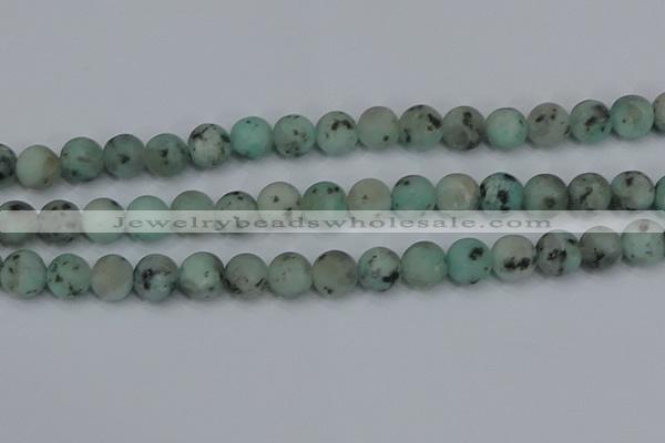 CLJ414 15.5 inches 12mm round matte sesame jasper beads wholesale