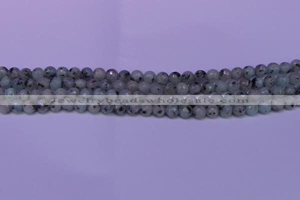 CLJ421 15.5 inches 6mm faceted round sesame jasper beads