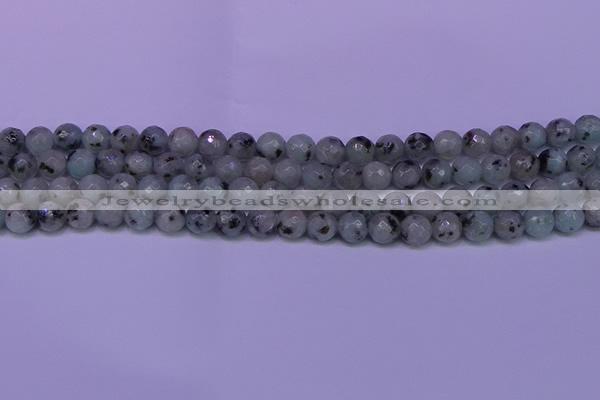 CLJ422 15.5 inches 8mm faceted round sesame jasper beads