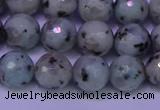 CLJ423 15.5 inches 10mm faceted round sesame jasper beads