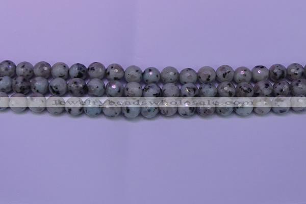 CLJ423 15.5 inches 10mm faceted round sesame jasper beads