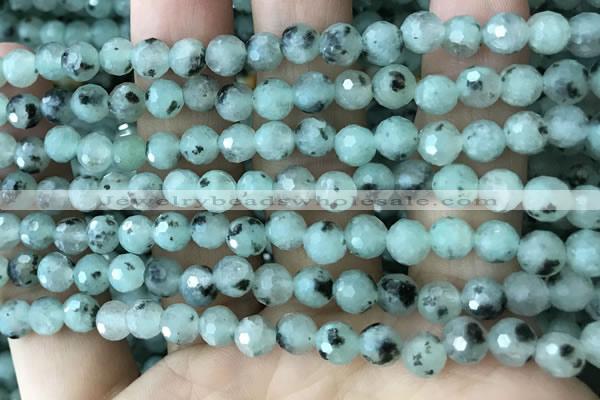 CLJ430 15.5 inches 6mm faceted round sesame jasper beads