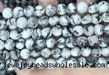 CLJ550 15.5 inches 6mm,8mm,10mm & 12mm faceted round sesame jasper beads