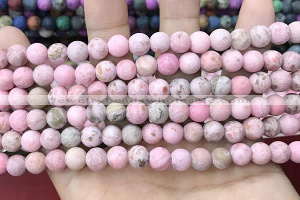 CLJ582 15 inches 8mm round matte sesame jasper beads