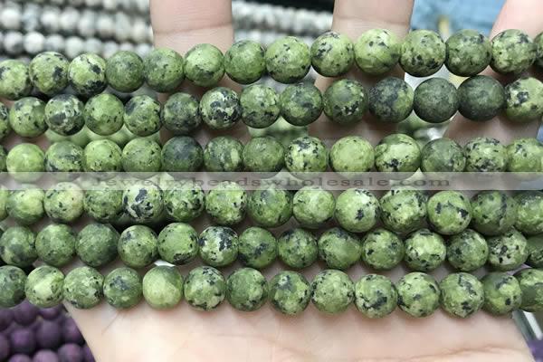 CLJ593 15 inches 8mm round matte sesame jasper beads