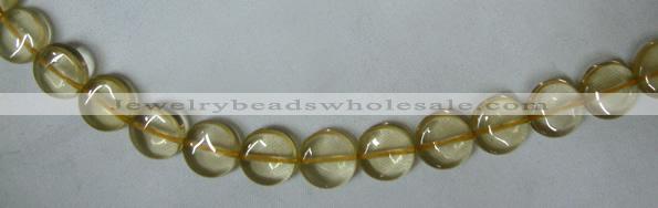 CLQ04 15.5 inches 12mm coin natural lemon quartz beads Wholesale