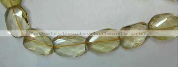 CLQ05 faceted freeform brick natural lemon quartz beads