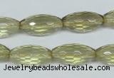 CLQ12 15.5 inches 10*20mm faceted rice natural lemon quartz beads