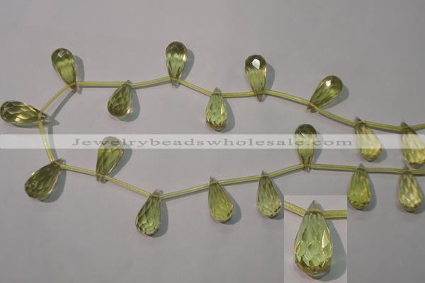 CLQ252 Top-drilled 10*20mm faceted teardrop natural lemon quartz beads