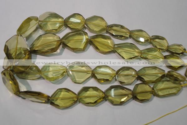 CLQ262 15.5 inches 10*25mm – 25*33mm faceted freeform lemon quartz beads