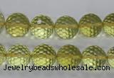 CLQ57 15.5 inches 10mm faceted round natural lemon quartz beads