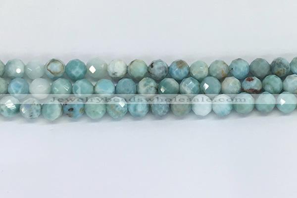 CLR119 15.5 inches 8mm faceted round larimar gemstone beads