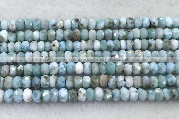 CLR148 15 inches 4*6mm faceted rondelle larimar beads wholesale