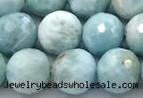 CLR156 15 inches 9mm faceted round larimar gemstone beads