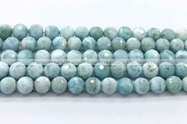 CLR157 15 inches 10mm faceted round larimar gemstone beads