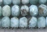 CLR161 15 inches 6*7mm faceted rondelle larimar beads wholesale