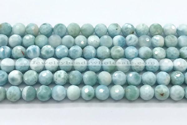 CLR165 15 inches 8mm faceted round larimar gemstone beads