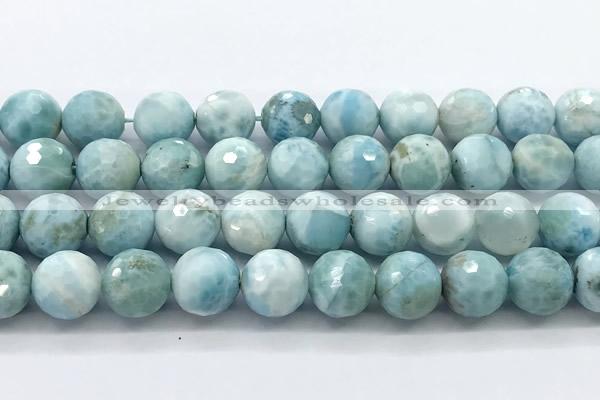 CLR168 15 inches 12mm faceted round larimar gemstone beads