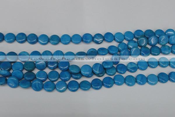 CLR410 15.5 inches 10mm flat round dyed larimar gemstone beads