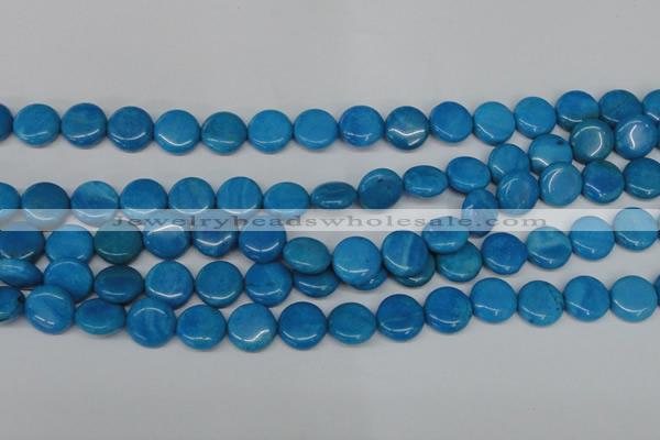 CLR412 15.5 inches 14mm flat round dyed larimar gemstone beads