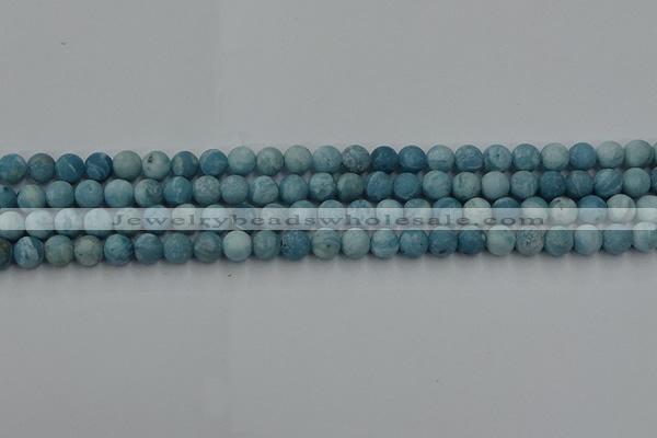 CLR611 15.5 inches 6mm round matte imitation larimar beads