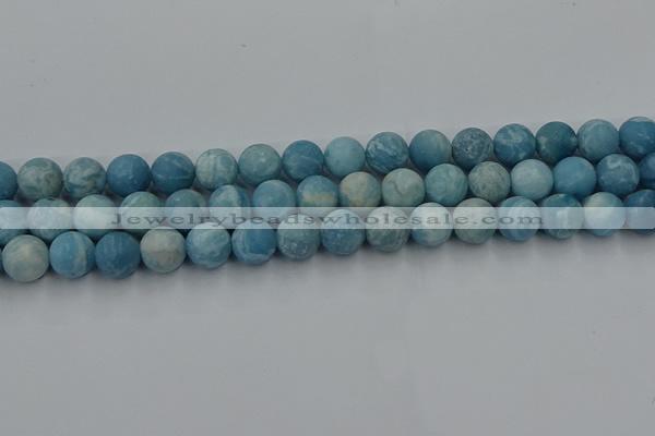 CLR613 15.5 inches 10mm round matte imitation larimar beads