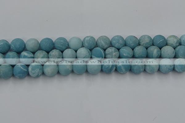 CLR614 15.5 inches 12mm round matte imitation larimar beads