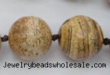 CLS101 15.5 inches 25mm faceted round large picture jasper beads