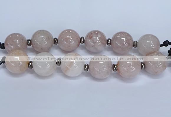 CLS250 7.5 inches 30mm round large pink quartz beads wholesale