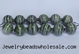 CLS254 7.5 inches 30mm round large green silver line jasper beads