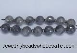 CLS301 7.5 inches 25mm faceted round large cloudy quartz beads