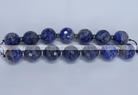 CLS304 7.5 inches 25mm faceted round large sodalite gemstone beads