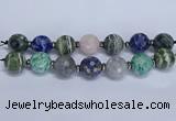 CLS305 7.5 inches 25mm faceted round mixed gemstone beads