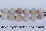 CLS350 7.5 inches 30mm faceted round large pink quartz beads