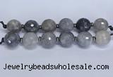 CLS351 7.5 inches 30mm faceted round large cloudy quartz beads