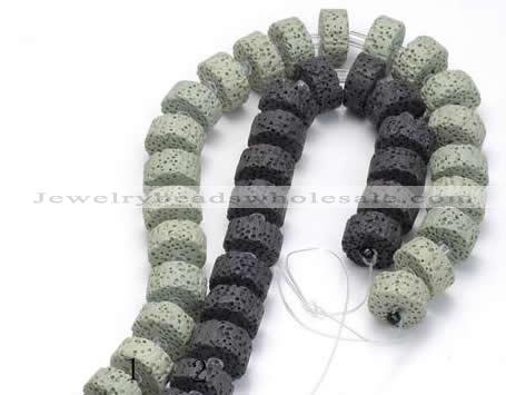 CLV05 14 inches 7*15mm flat round natural lava beads wholesale