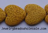 CLV18 15 inches 8*27mm heart yellow natural lava beads strand wholesale