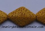 CLV20 15 inches 22*32mm rhombus yellow natural lava beads wholesale