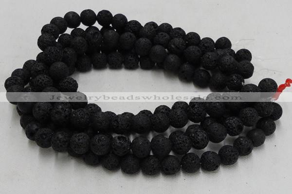 CLV215 15.5 inches 14mm round black natural lava beads wholesale