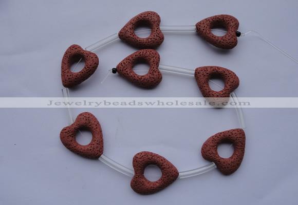 CLV26 15.5 inches 27*29mm heart red natural lava beads wholesale