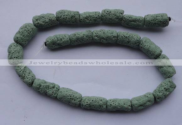 CLV27 15.5 inches 10*18mm column shape green natural lava beads wholesale