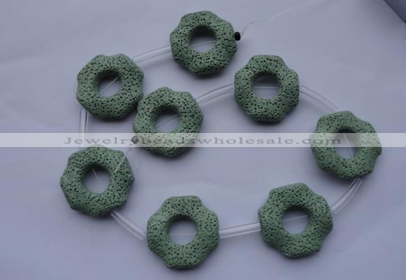 CLV30 15.5 inches 32*32mm octagon green natural lava beads wholesale