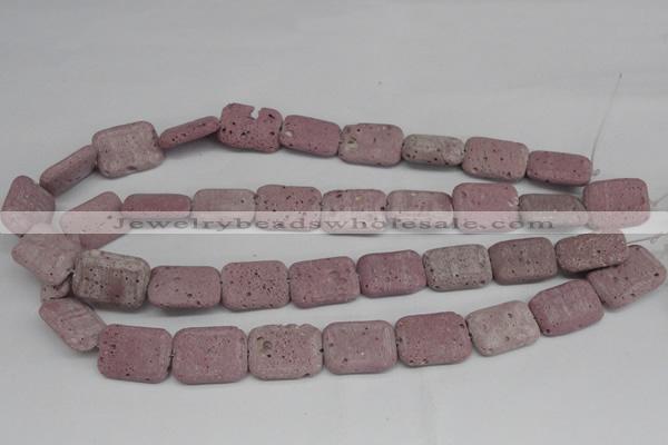 CLV301 15.5 inches 15*20mm rectangle lava beads wholesale