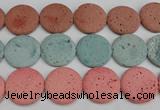 CLV308 15.5 inches 30mm flat round lava beads wholesale