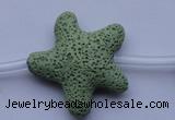 CLV33 16 inches 11*38mm star green natural lava beads wholesale