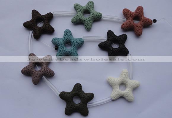 CLV36 16 inches 8*33mm star multicolor natural lava beads wholesale