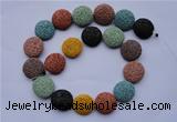 CLV39 15 inches 7*20mm flat round multicolor natural lava beads wholesale