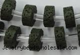 CLV410 15.5 inches 6*15mm tyre dyed lava beads wholesale